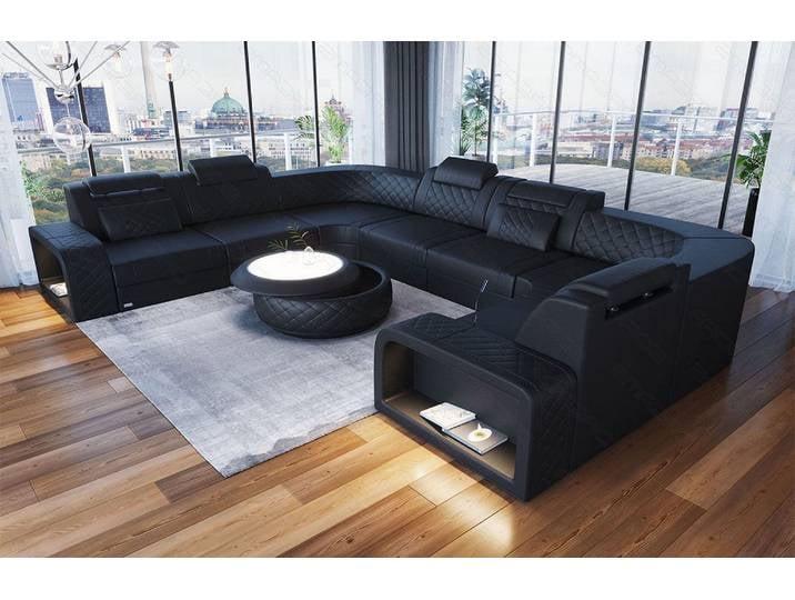 Mini Sofa Foggia U-Form aus Leder