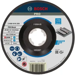 Bosch PRO Schruppscheibe X-LOCK, gekröpft Expert for Metal A 30 T BF, 115 x 22,23 x 6 mm - 2608619259