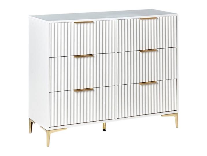 Beliani Kommode mit 6 Schubladen Weiß Walcott, 108x89x40 cm, Kleinmöbel, Kommoden, Kommoden