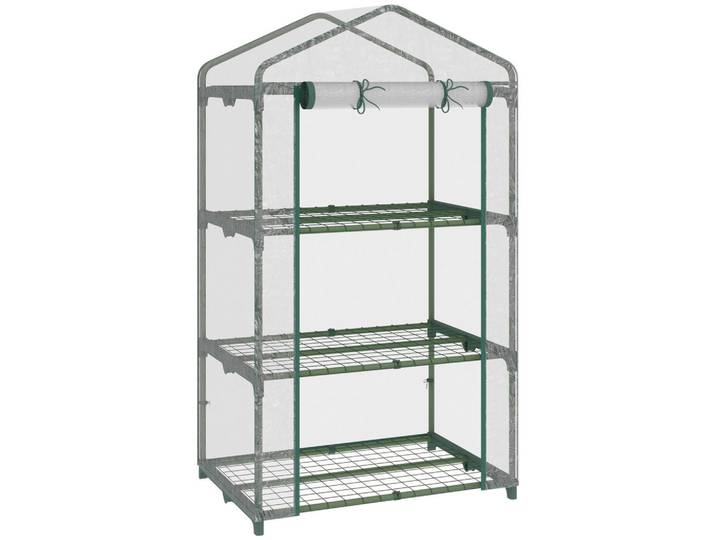 Outsunny Folien-Gewächshaus mit Regale, winterfest für Balkon, Transparent, Metall, 49x125x69 cm, Gartenzubehör, Gartenhäuser & Gewächshäuser