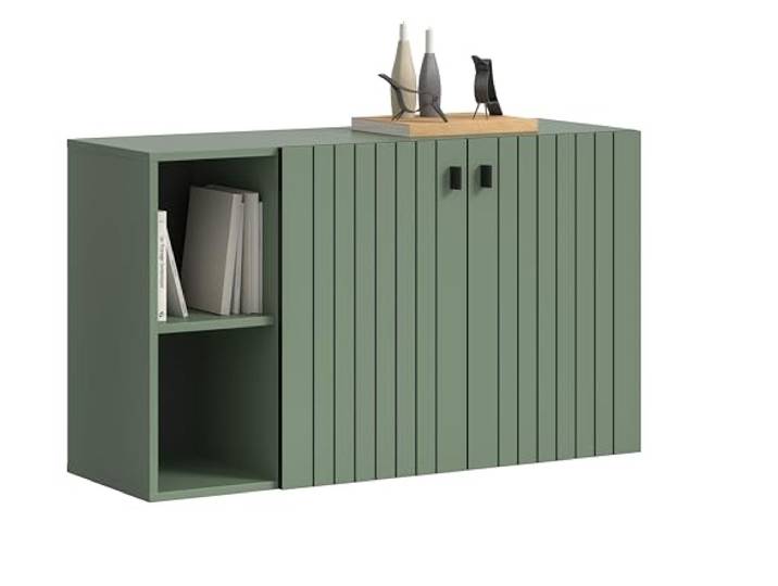 xonox.home – Sitzbank Station 106x63x37 cm in Smoke Green Nachbildung – Schuhbank mit viel Stauraum und zusätzlichem Sitzplatz im modernen Flur – elegant & bequem