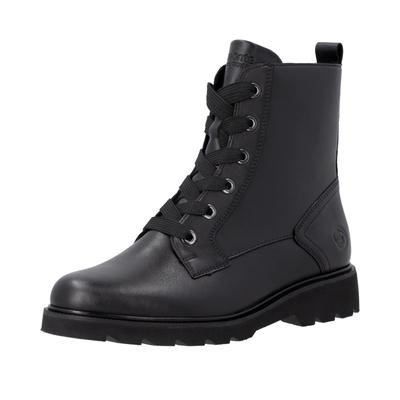 Schnürboots REMONTE, Damen, Gr. 39, Textil, schwarz, Leder, Basic, Schuhe Schnürboots, Schnürstiefelette, Profilsohle, Blockabsatz