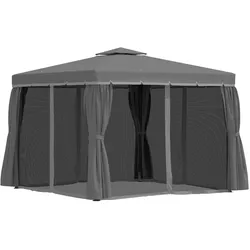 Outsunny Gartenpavillon Pavillon 2,96 x 2,96 mit Doppeldach Moskitonetz Alu