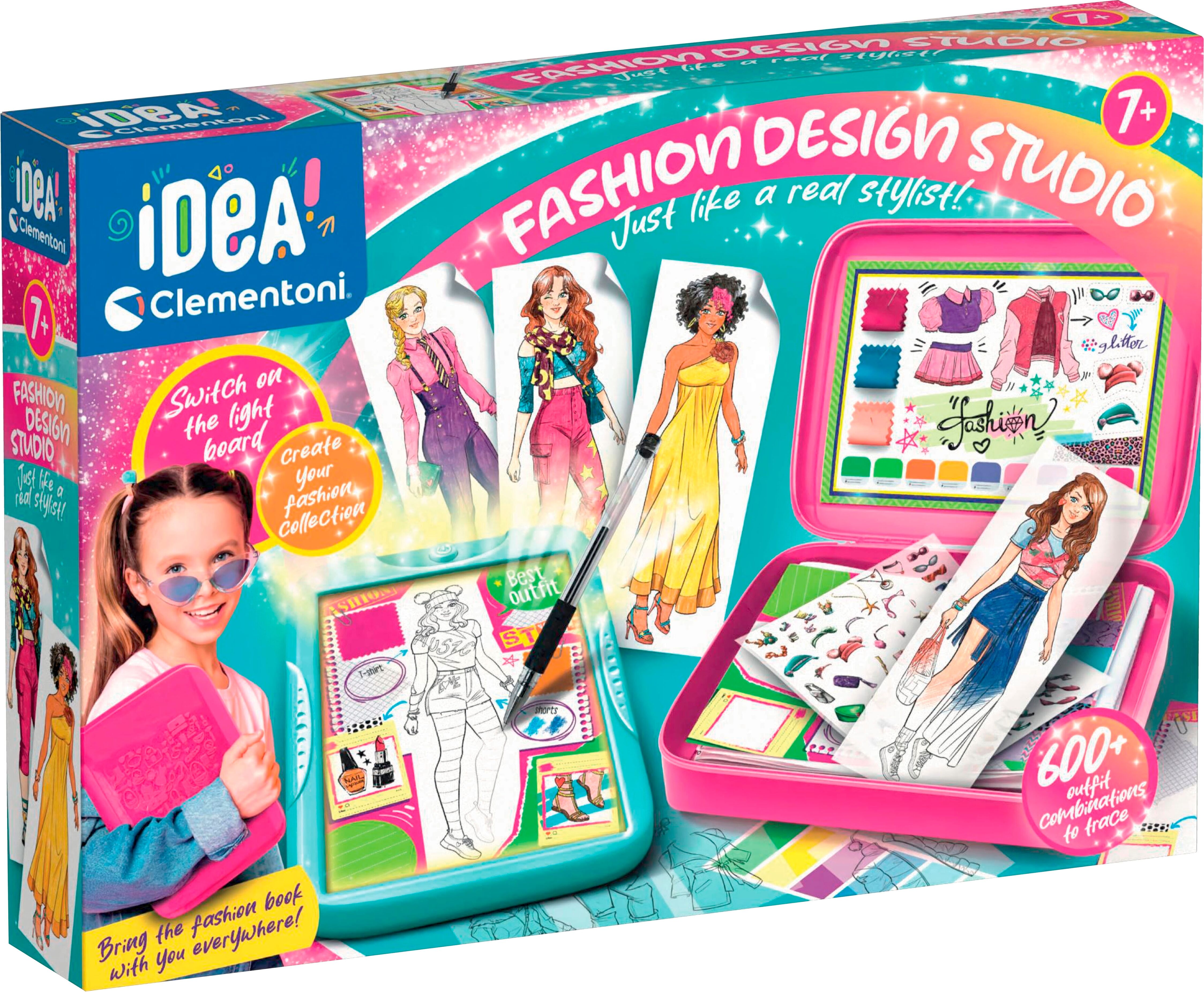 Kreativset CLEMENTONI "Idea, Fashion Design Studio", bunt, Kreativsets, Kinder, Kunststoff, Kreativset, Mit Licht
