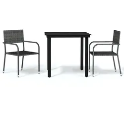 vidaXL 3-tlg. Garten-Essgruppe Grau