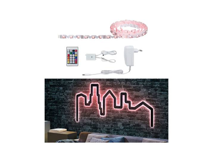 PAULMANN LED-Streifen Function FlexLED 3D Set 3m RGB 19W 230V/12V 24VA Weiß , weiß, Flammen 1 Stk., Gesamtlänge 4,86m, Lichterketten, LED-Streifen