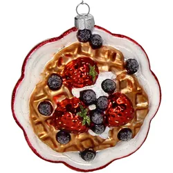 Christbaumschmuck Glas 10,2cm Waffel mit Beeren Kugeln Weihnachtsbaum Anhänger Weihnachten Christbaumanhänger Weihnachtsbaumschmuck Bunt