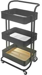 IH Casa Decor 3 Tier Storage Rolling Cart With Handle Black