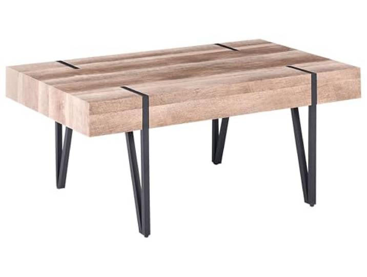 Beliani Couchtisch Holzoptik Dunkelbraun Haarnadel Beine Metall schwarz 100x60 cm Adena