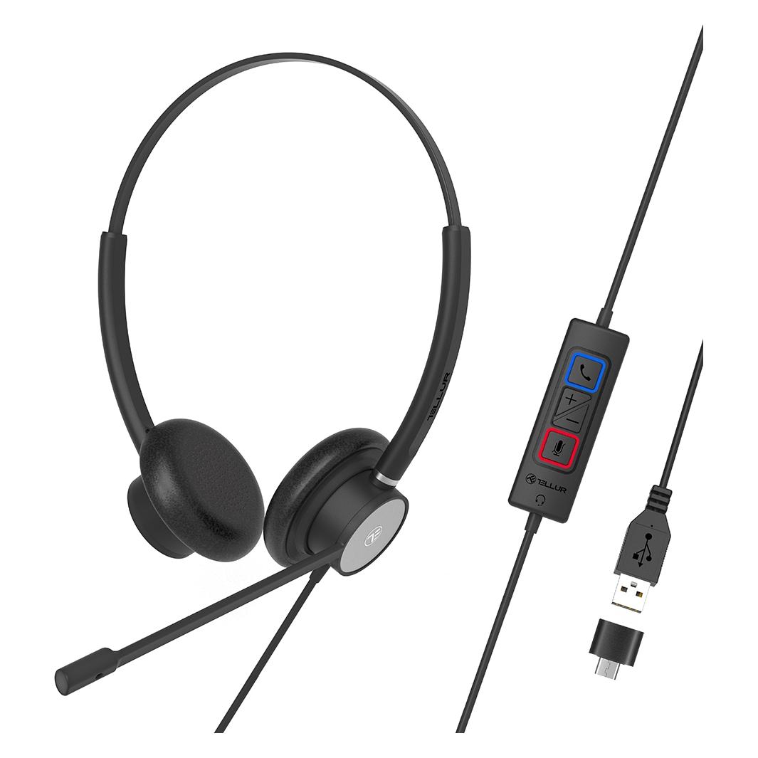 Tellur Voice 320 wired headset binaural black (Kabelgebunden, USB-A) (TLL411005)