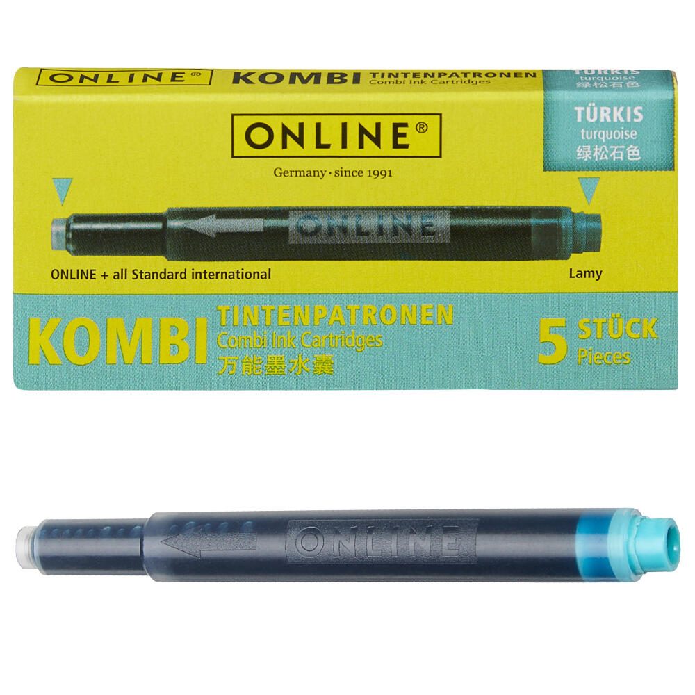 ONLINE® Tintenpatronen für Füller türkis-blau 17176/12
