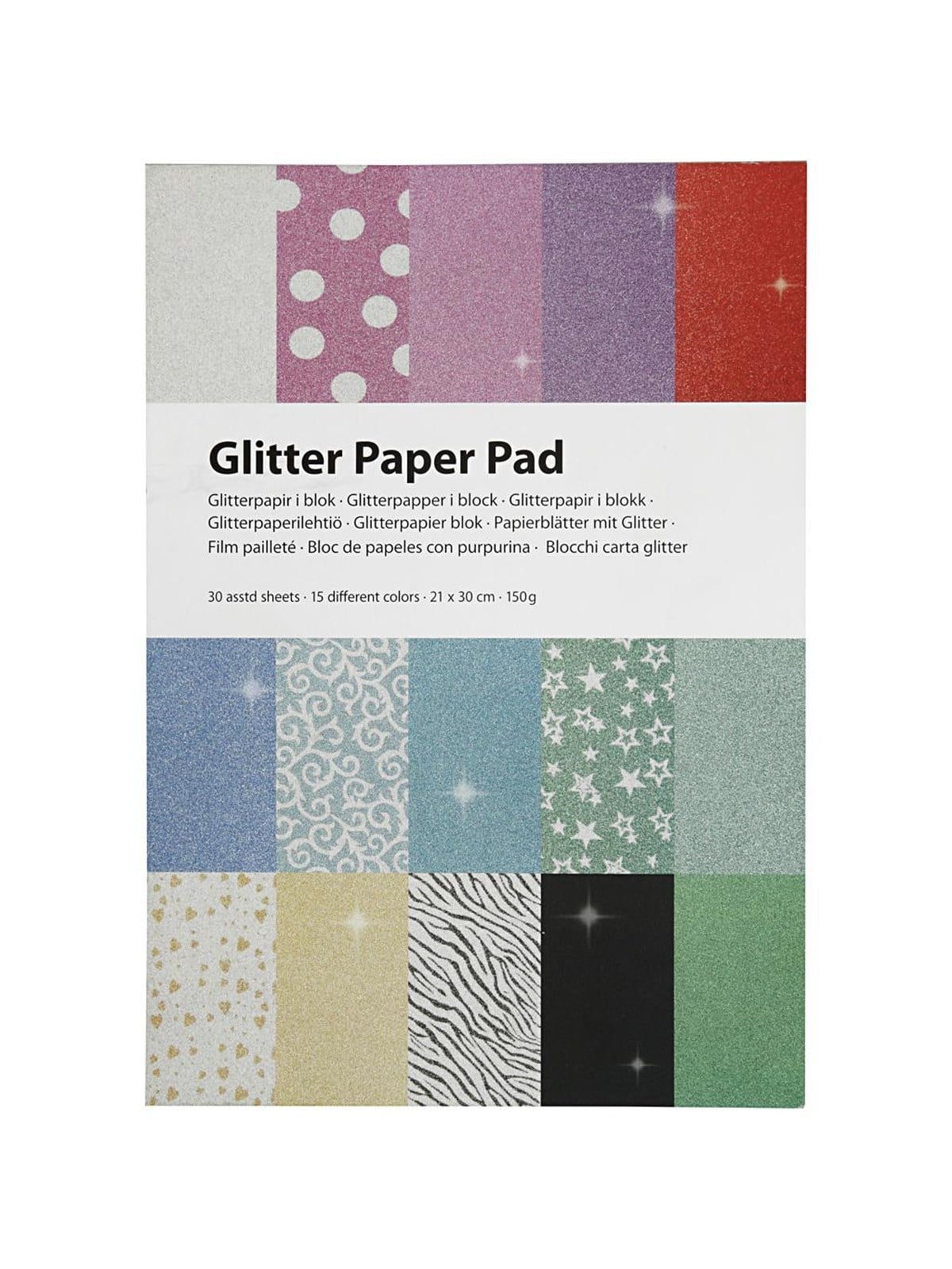 Creativ Company Glitter Paper Block A4 150gr 30 Sheets