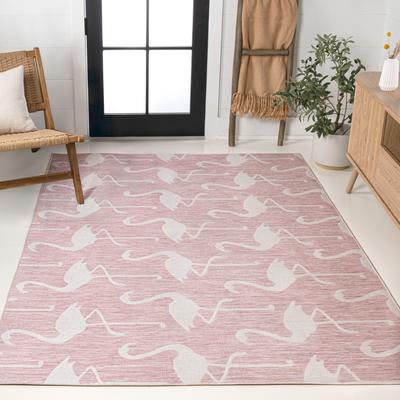 JONATHAN Y Liana Casual Coastal Flamingos Two-Tone Indoor/Outdoor Area Rug
