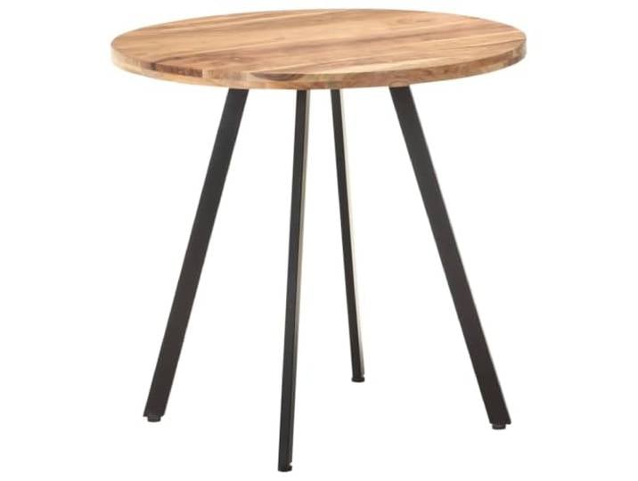 Tmriohed Runder Esstisch 80x75 cm Küchentisch Akazie Natur Handgefertigtes Unikat mit pulverbeschichtetem Eisengestell für Küche und Esszimmer, robuste 3 cm dicke Holzplatte.