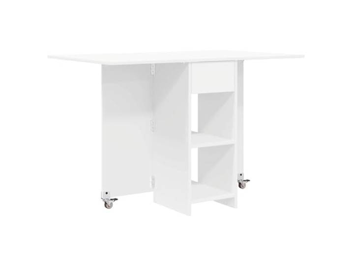 HAQWRDQSG Esstisch Klappbar 115x70x75 cm Holzwerkstoff Weiß Küchentisch Platzsparender Klapptisch mit 2 Ablagefächern und 1 Schublade für Küche und Esszimmer, inklusive Kippschutz.