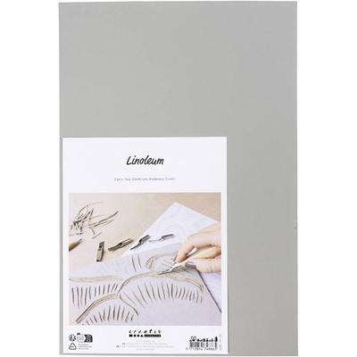 Creativ Company Linoleum, Größe 20x30 cm, Dicke 3 mm, Grau, 2 Stk