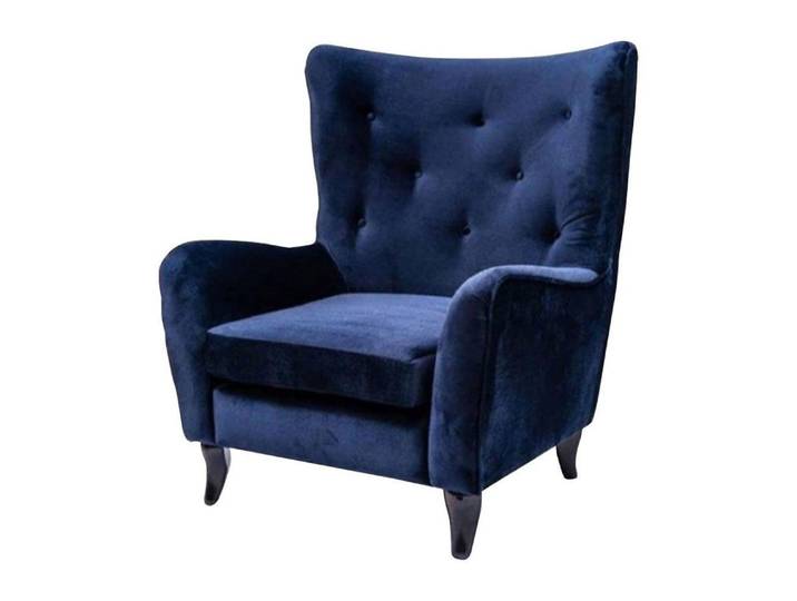 Xlmoebel Chesterfield-Sessel Blauer Samt-Sessel im Chesterfield-Stil für modernes Wohnen (Sessel), Hergestellt in Europa