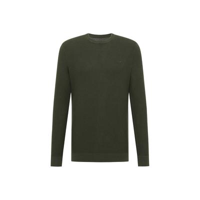 Sweater MUSTANG "Strickpullover Style Elliot", Herren, Gr. L, grün (olivgrün), Obermaterial: 100% Baumwolle CO., Sweatshirts Sweater