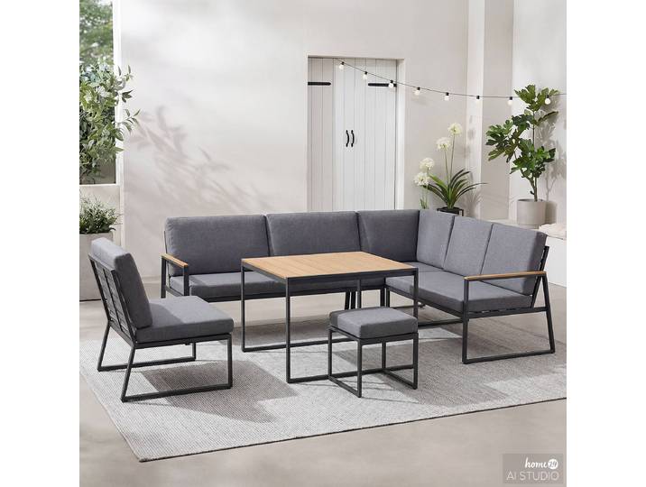 Ensemble repas-salon Orya 5 pièces Gris/Gris