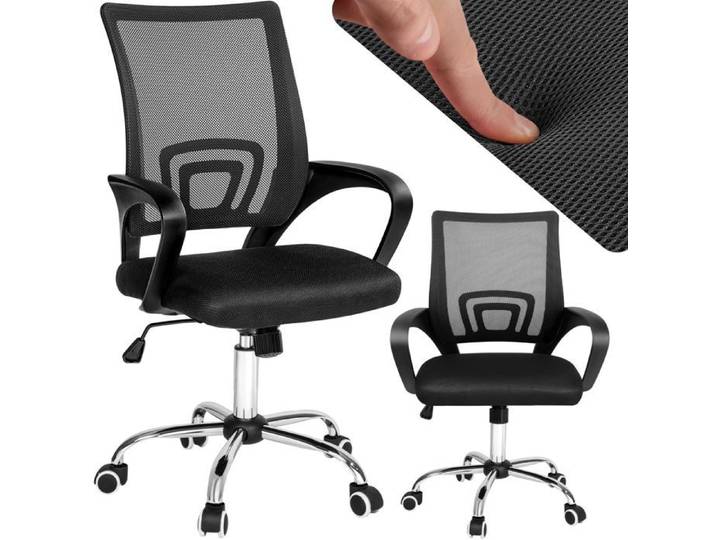 FAUTEUIL DE BUREAU - TECTAKE - Chaise de bureau MARIUS Forme ergonomique avec Revêtement en filet accoudoirs galbés - Noir