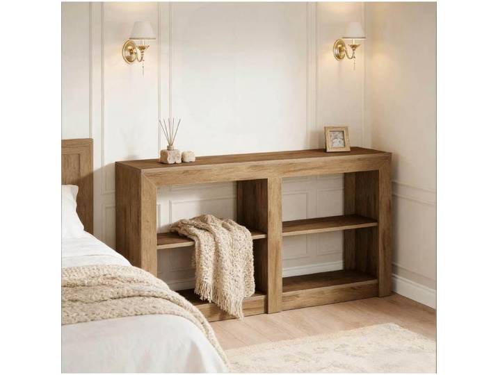 Table Console En MDF Marron Console D Entree Aspect Bois FloraGrace Pour Entree Salon Ou Chambre Montage Facile 150x35x85cm