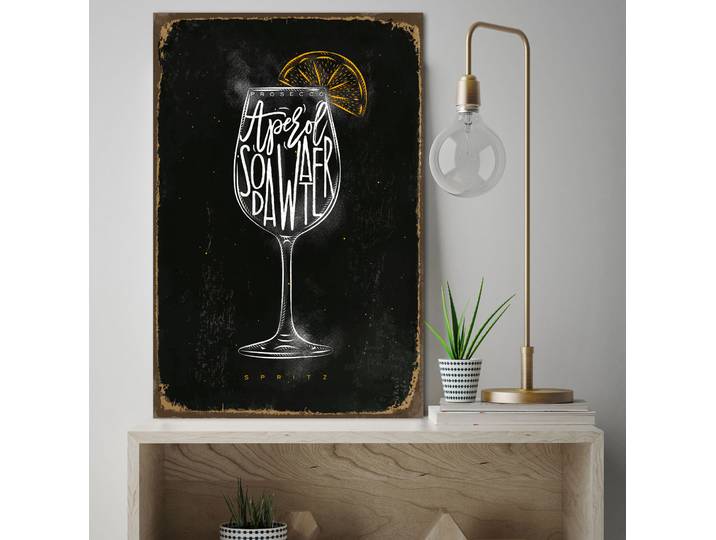 Metallbild QUEENCE Aperol , weiß (farbe bild(er): weiß), B:20cm H:30cm, Metall, Stahl, Bilder, Metallbild, Stahlschilder