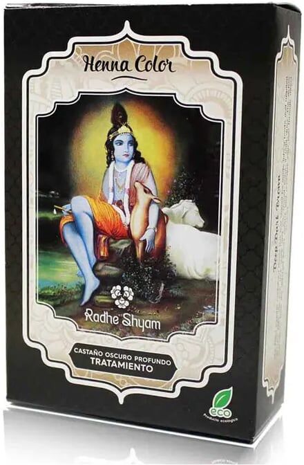 Radhe Shyam Henna Cor Castanho Escuro Profundo Eco 100g