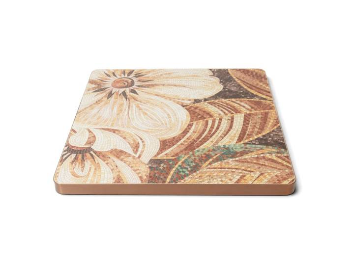 Plateau de table pierre frittée - Décor floral mosaïque - Chant