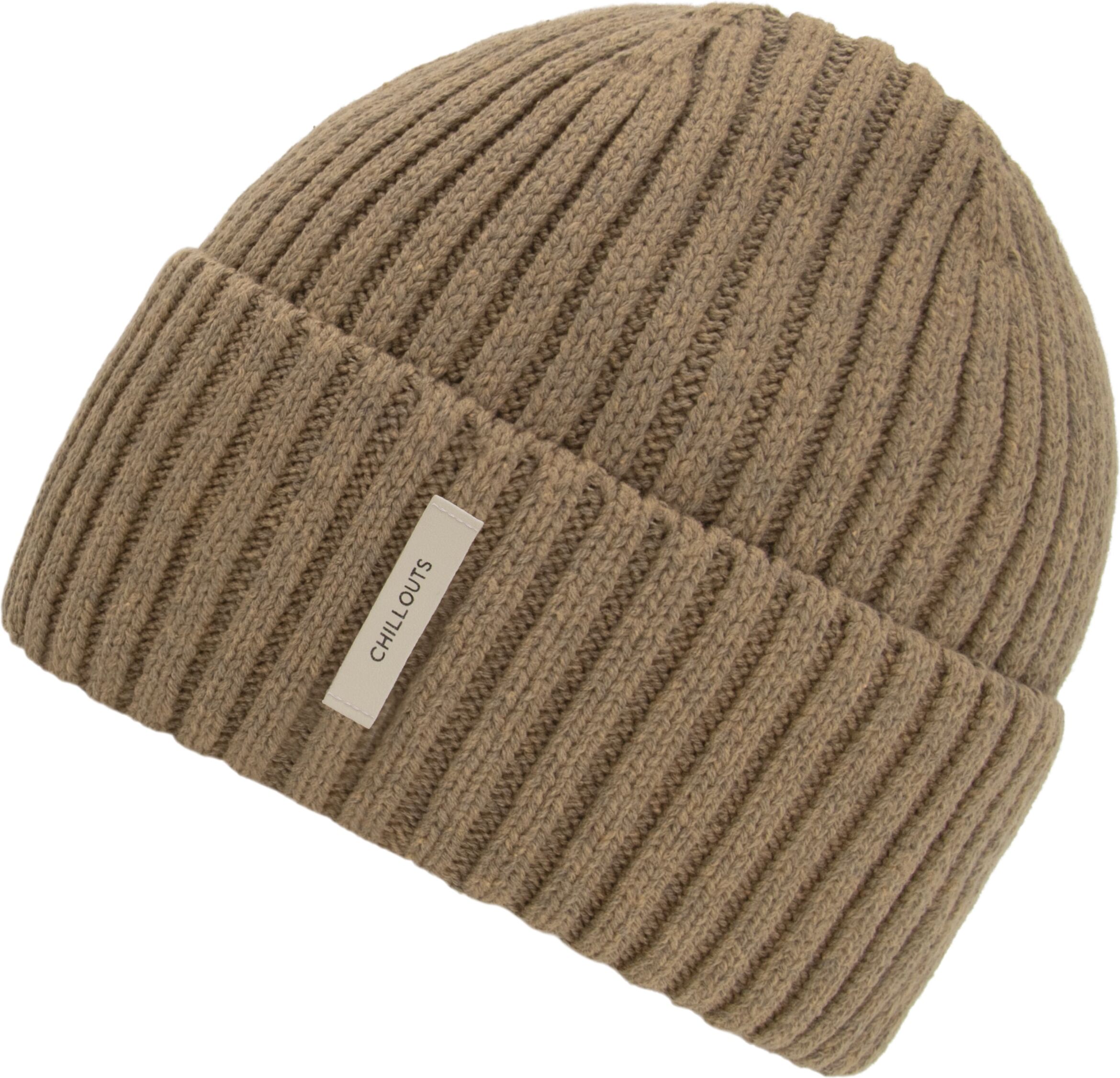Beanie CHILLOUTS "Luke Hat", braun (schwarz beige), Strick, Obermaterial: 60% Baumwolle, 40% Polyester, Mützen Beanie, Beanie mit minimalistischem Design und maximaler Funktionalität schwarz beige Einheitsgröße
