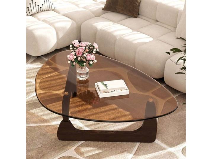 Table Basse Salon - Meuble de Salon en Verre Trempé et Métal Table Basse Design Moderne 110.5x76.5x42cm