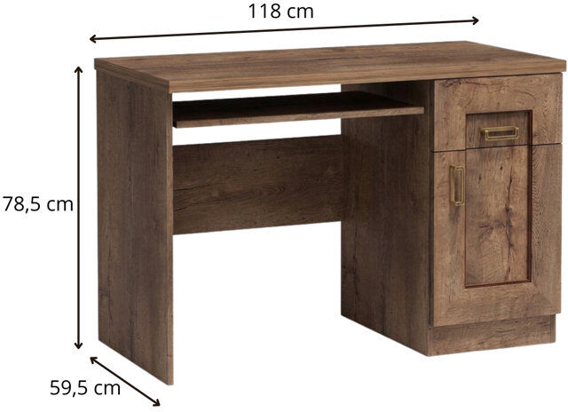 Jarstol THADDEUS Modular Synthetic Laminate Computer Desk Lefkas Oak 78cm H X 118cm W X 60cm D