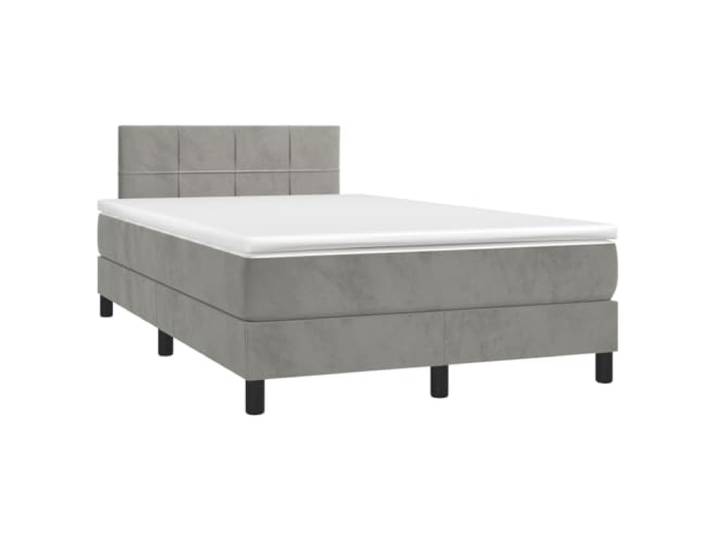 PUGYNBK Boxspringbett aus Samt, Hellgrau, 120 x 190 cm Verstellbares Kopfteil, Taschenfedern, mittlere bis harte Halterung, weicher Schutz