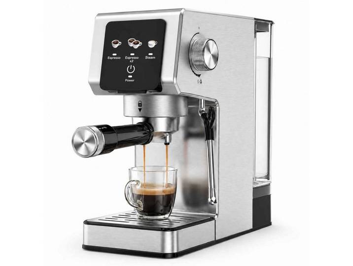 BBWL Kaffeebereiter 20-Bar Espressomaschine mit Milchaufschäumer, 1,2 l Wassertank, Edelstahlgehäuse für cremigen Kaffee und Latte