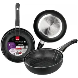 Ibili Bratpfanne mit Fritteuse-Korb Inducta 24 cm Für schnelles und einfaches Frittieren, Pfanne + Kochtopf, Schwarz, Silber