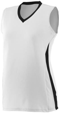 Augusta Sportswear 1356 Athletic Girls Tornado Jersey T-Shirt in White/Black/White size Small   Polyester Blend