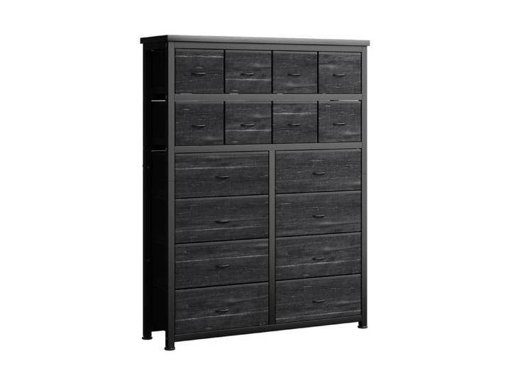 Commode 16 tiroirs - Rangement organisateur - Structure métal plateau bois - Décor MDF PB tissu - Entrée chambre salon