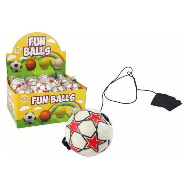 Lean Toys Fussball auf einem Gummi-Jo-Jo 6cm weiss mit Sternen (LEA16139-uniw)