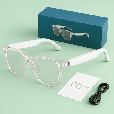 Unisex Smart Glasses With AI Translation Wireless Bluetooth Glasses For Real Time Language Interpretation white
