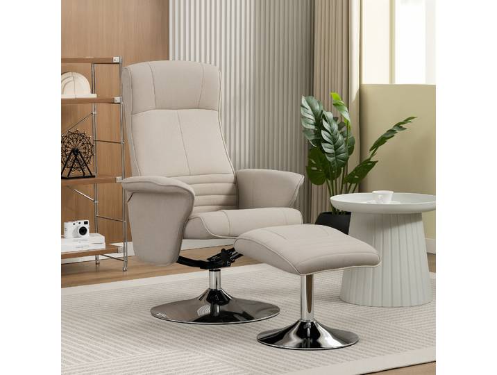 HOMCOM Fauteuil Relax Pivotant 360° Inclinable Tissu Beige