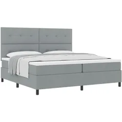 vidaXL, Boxspringbett, Boxspringbett Mit Matratze Stoff Hellgrau (200 x 200 cm)