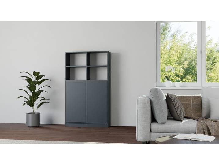 Bücherregal mit Türen Premium Dekore Schwarz