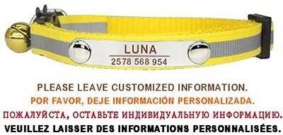 Uplift Essentials Custom Reflective Adjustable Safety Cat Collar yellow