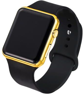 USA Free Shipping Shop LumiSquare Digital LED Watch Square Silicone Sports Wristwatch For Men & Women black Gold