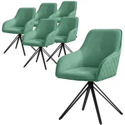 ESSZIMMERSTUHL 6er Set drehbar Grün Webstoff