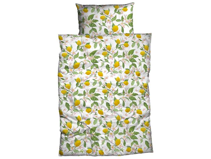 Bettwäsche CASATEX Lemon , gelb (gelb, grün), B/L: 155cm x 220cm, 1 Stk., 1 Stk., Satin, B/L: 80cm x 80cm, 2 Stk., Satin, Obermaterial: 100% Baumwolle, Bettwäsche, Bettwäsche, kräftig sonnige Farben, tolles Design mit Zitronen