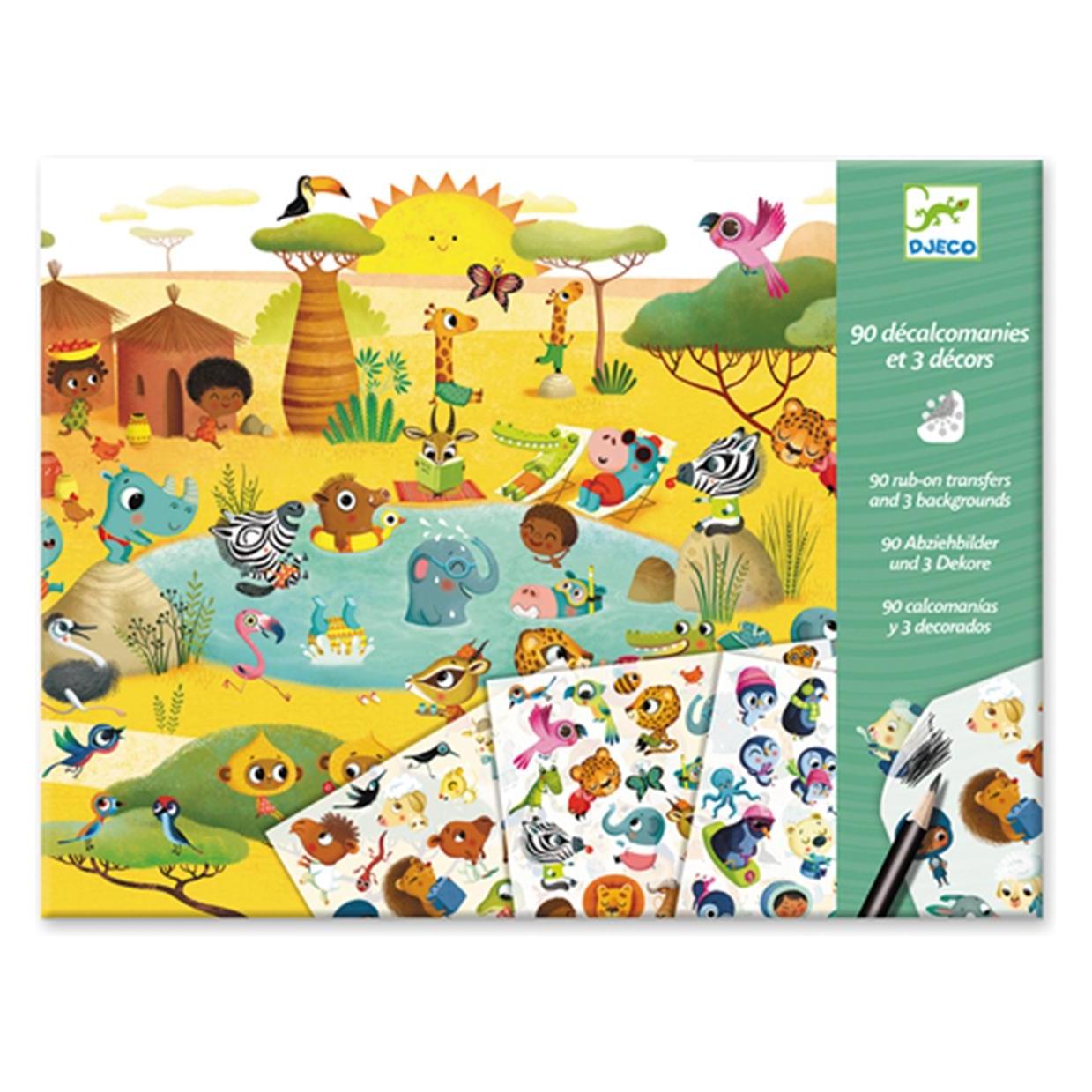 Djeco Abziehbilder Savanne, Wüste, Nordpol (90 Sticker) (5409560)