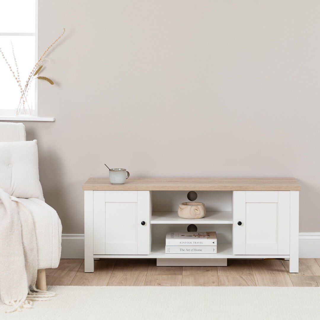 17 Stories Maryhannah 120cm TV Bench, Alabaster Alabaster White 88"