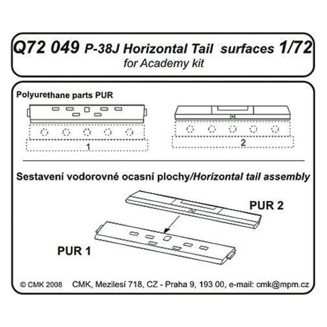 CMK P-38J Lightning Tail horizontal surfaces für Academy Bausatz (129-Q72049)