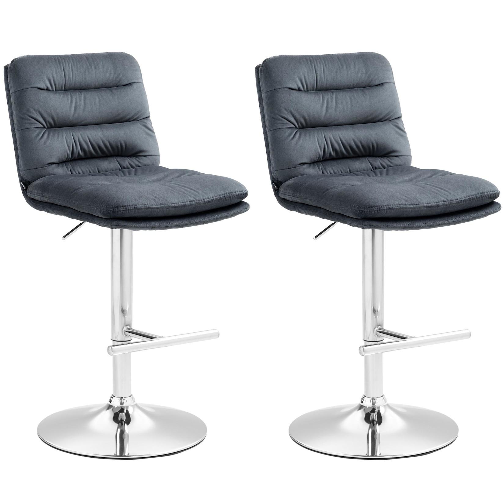 CLP 2er Set Barhocker Damar Samt chrom Farbe: dunkelgrau, Gestell Farbe: chrom
