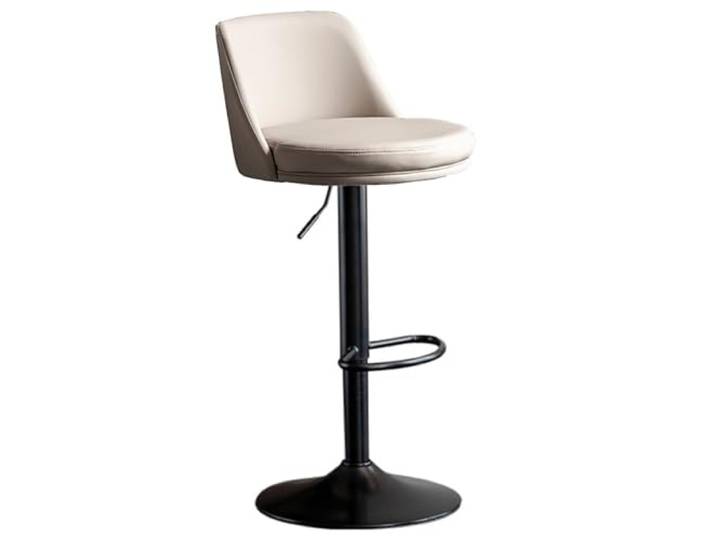 Drehbarer Barstuhl, verstellbar von 60–80 cm, für Zuhause, Küche, Restaurant, Theke, Rezeption, Rückenlehne, hoher Hocker, Metallgestell mit Fußstütze (Khaki)